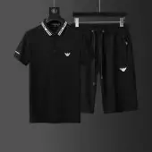 2021 armani Trainingsanzug manche courte homme lapel polo t-shirt shorts noir